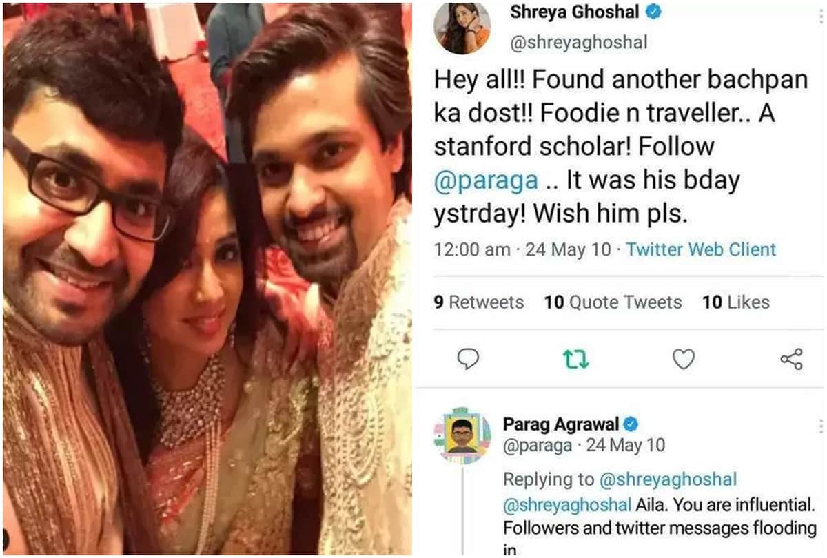 Social Media: Shreya Ghoshal congratulates friend Parag Aggarwal on becoming CEO of Twitter old tweet of both went viral on internet
