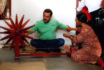 Salman Khan arrives at Gandhi Ashram to promote antim film actor special message written in the visitor book