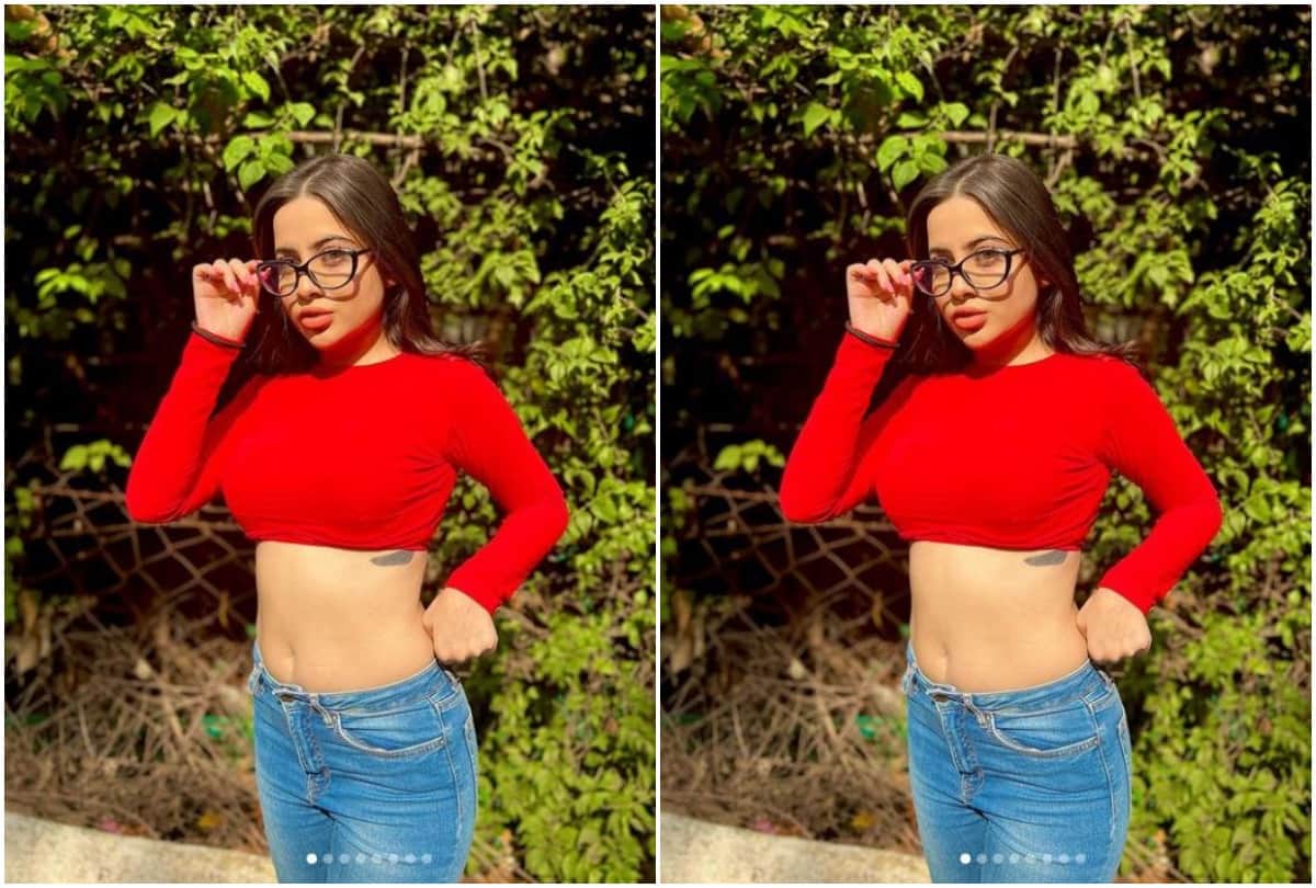 urfi javed ditches blouse wear blue saree and dance on justin bieber song