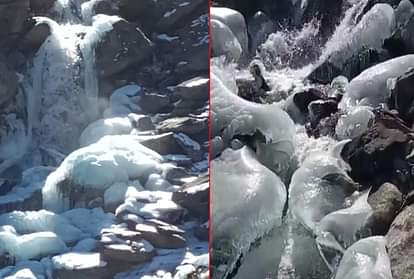 Uttarakhand weather Update Today: Waterfalls and rivers frozen after Bitter cold weather in Hilly Area photos