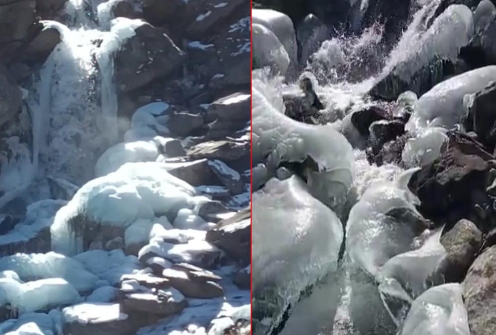 Uttarakhand weather Update Today: Waterfalls and rivers frozen after Bitter cold weather in Hilly Area photos