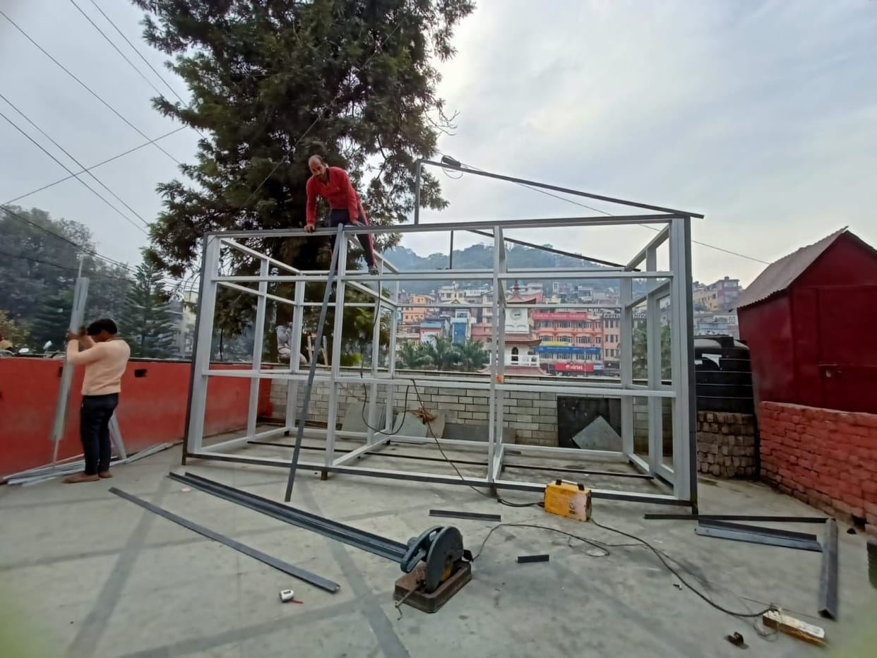 Counter being built on Seri Manch for covid test