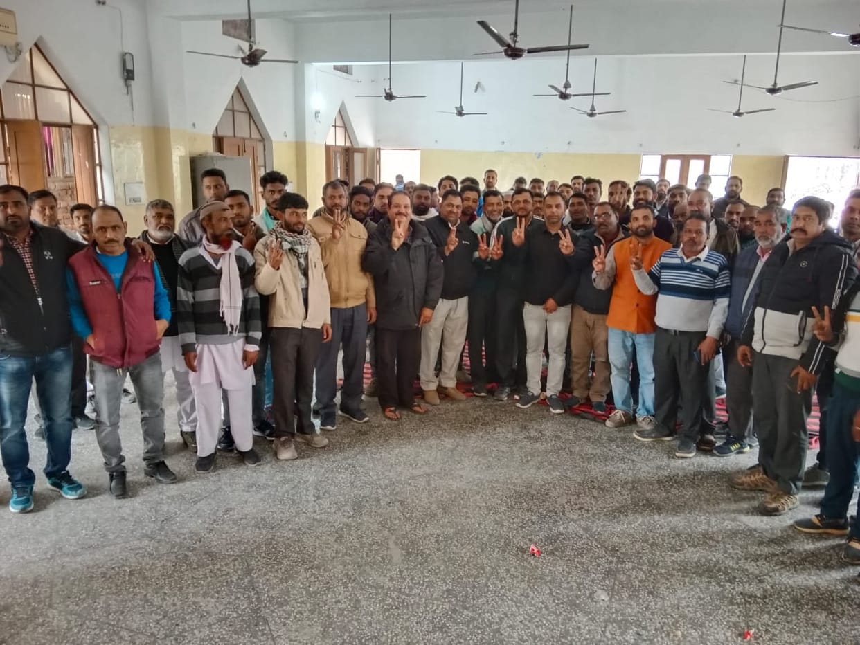 rakesh kasyap elected  pradhan of private  construction union  of ponta sahib