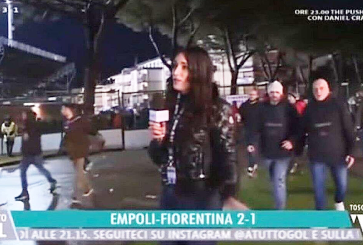Italian Football fan misbehaves with female reporter on live tv, gets three-year stadium ban; incident recorded on camera, watch VIDEO