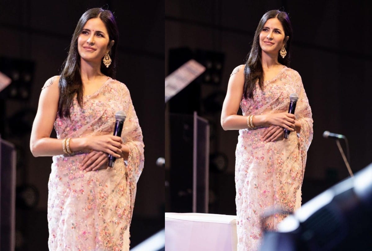 katrina Kaif pink embroidered Saree Photos And Price