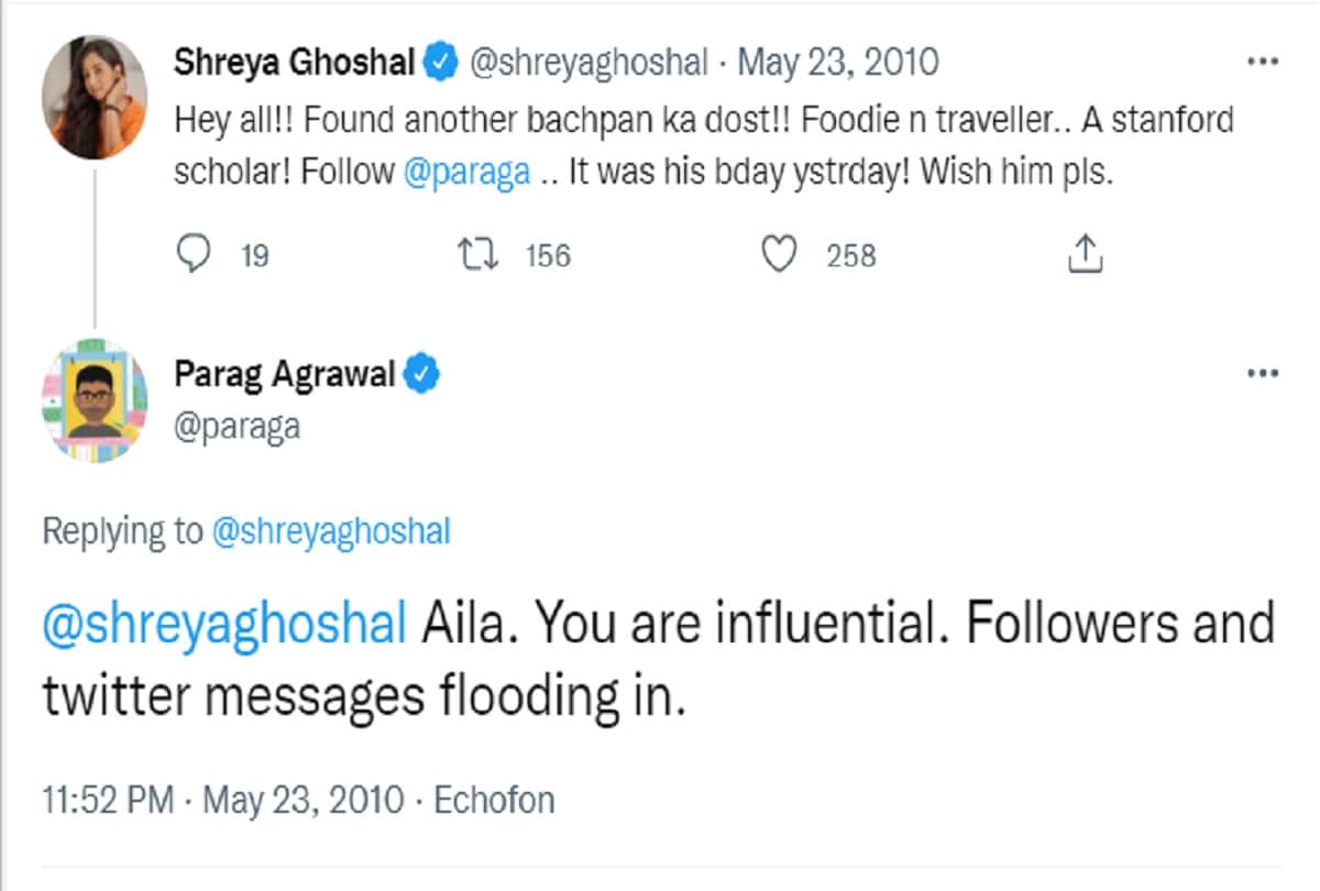 Singer Shreya Ghoshal reacts on social media users digging her old tweet for friend and twitter CEO Paraga Agrawal
