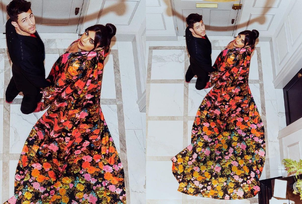Priyanka Chopra Floral Pantsuit Photos in 2021 Fashion Awards red carpet