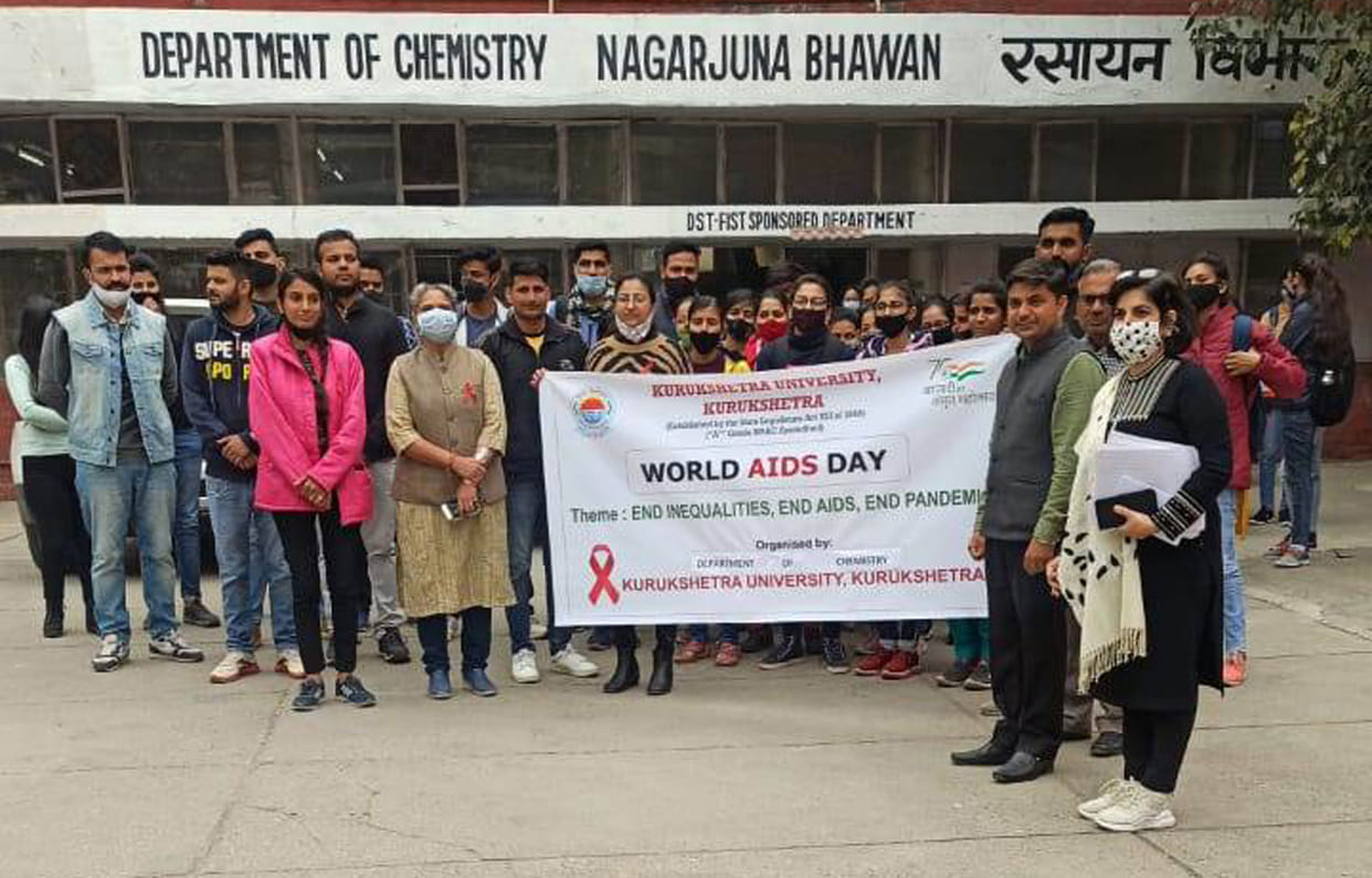 Students take out awareness rally on World AIDS Day in Kurukshetra University