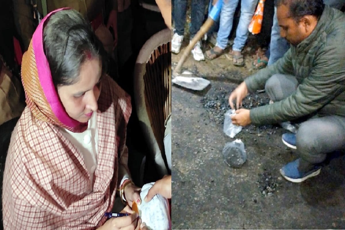 Bijnor News: the coconut not broke and the road was broken during the road inauguration and see photos