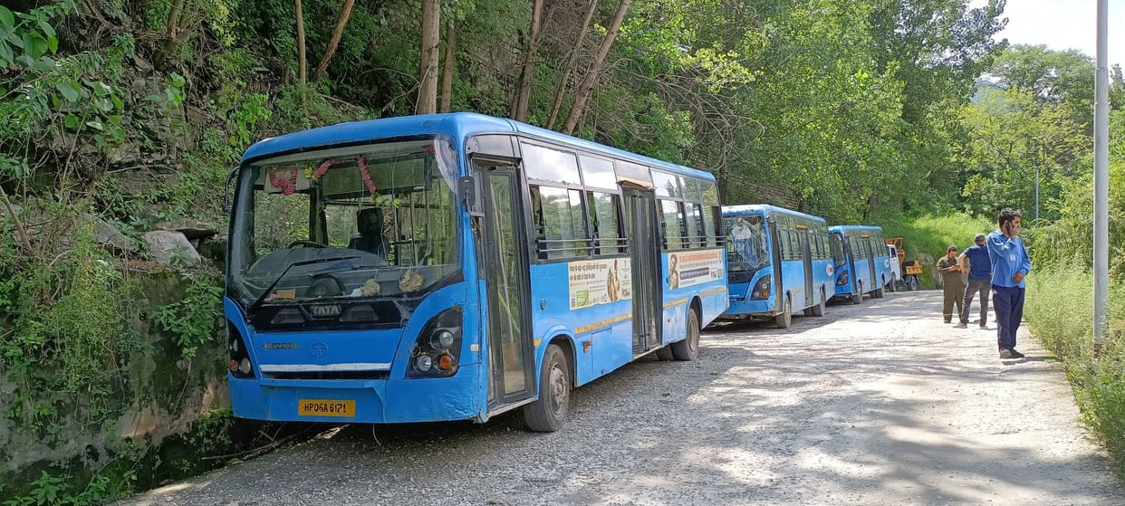 Spare parts, 26 buses parked in HRTC workshop