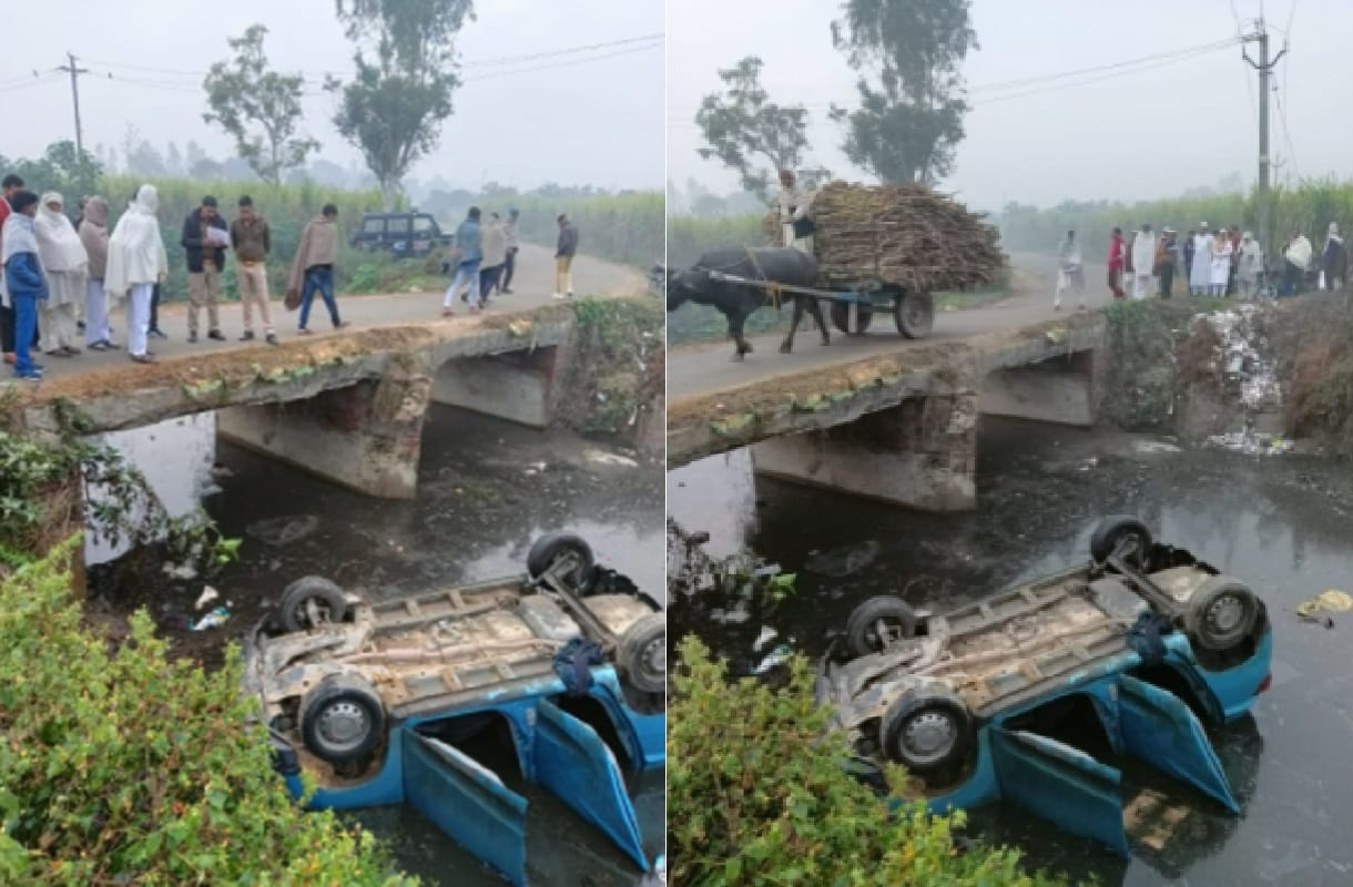 Muzaffarnagar News: The car fell into the drain and five friends were seriously injured in the accident