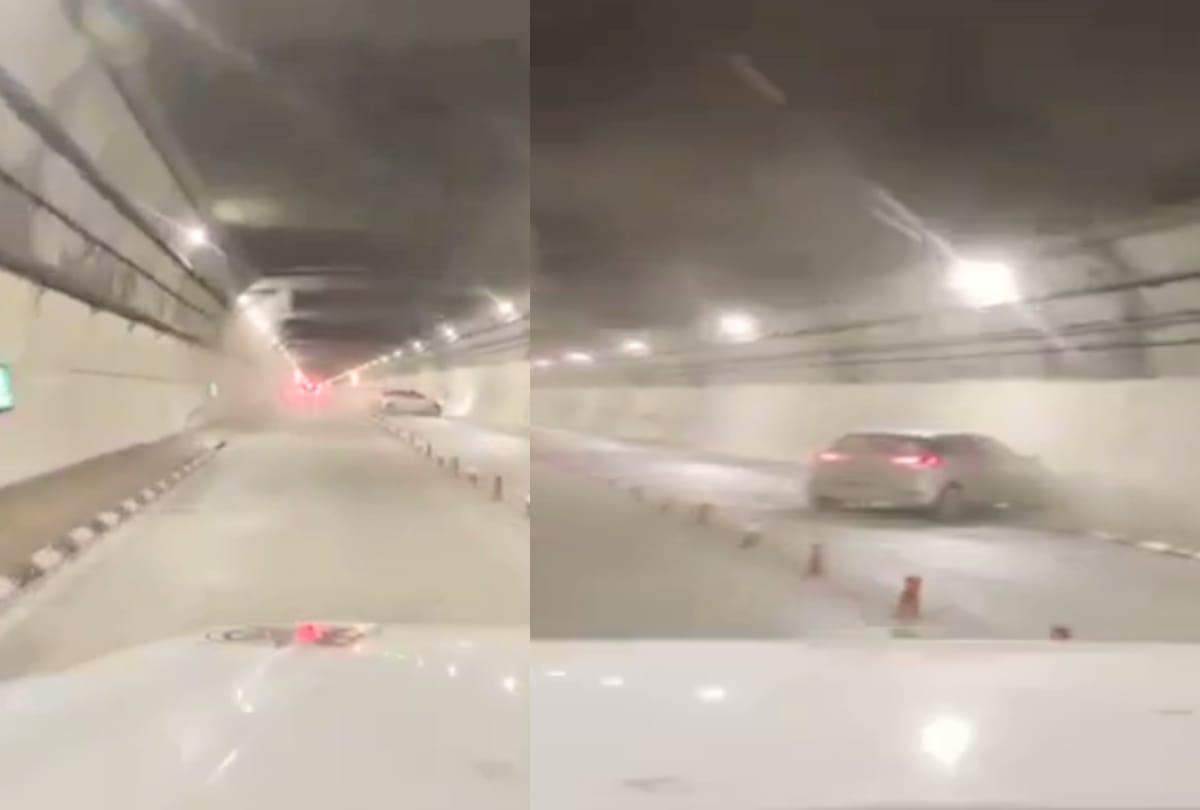 Tourist's car accident while overtaking in Atal Tunnel rohtang himachal