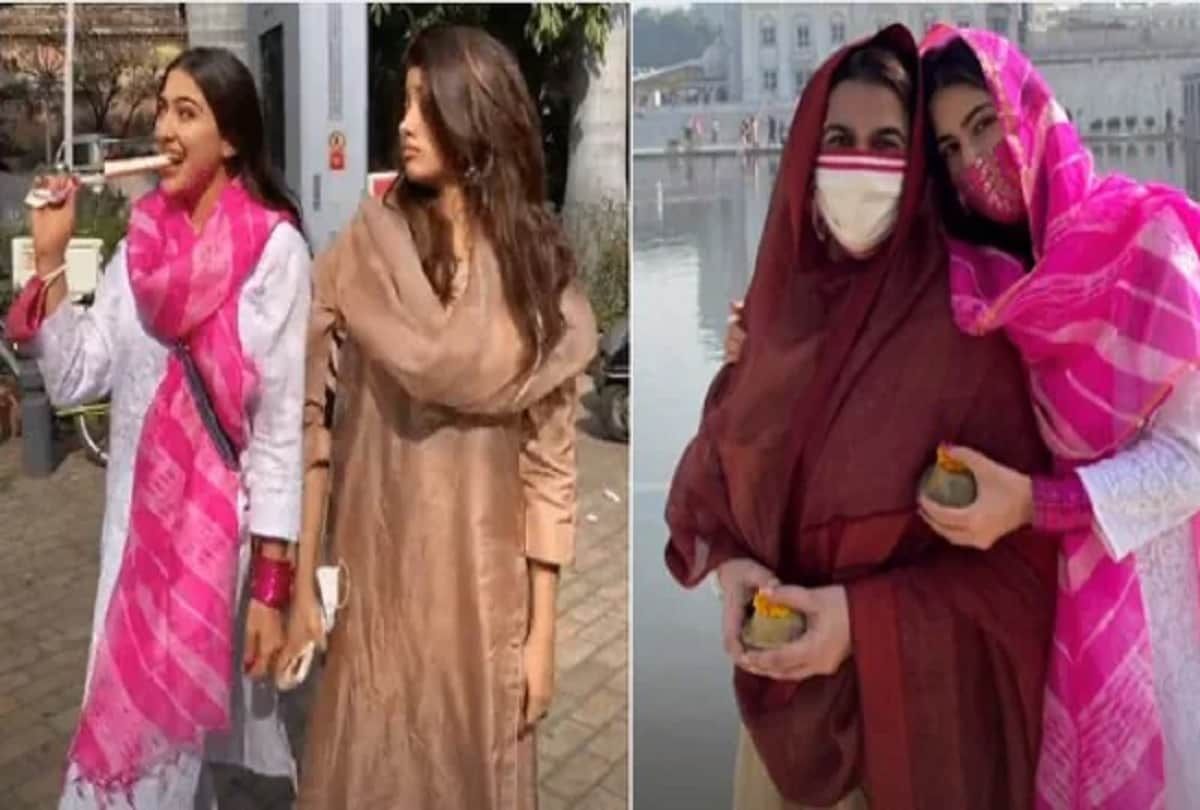 Sara ali khan eats kulfi with Janhvi after visiting gurudwara with mom Amrita Watch