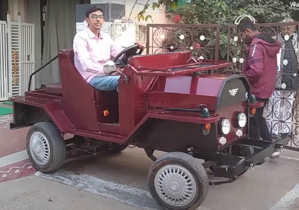 engineering student Himanshu Bhai Patel in sagar madhya pradesh made a electric car that runs 185 km