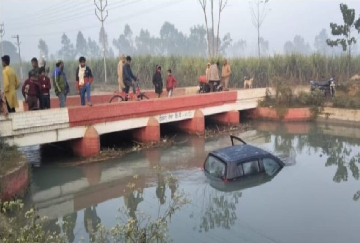 Muzaffarnagar Accident Car collided with cow and fell into canal death of wife of BJP leader s brother