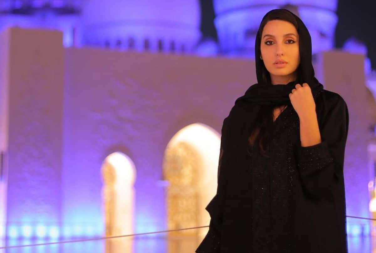 Nora Fatehi Black Burqa Photos Viral Carrying Dupatta
