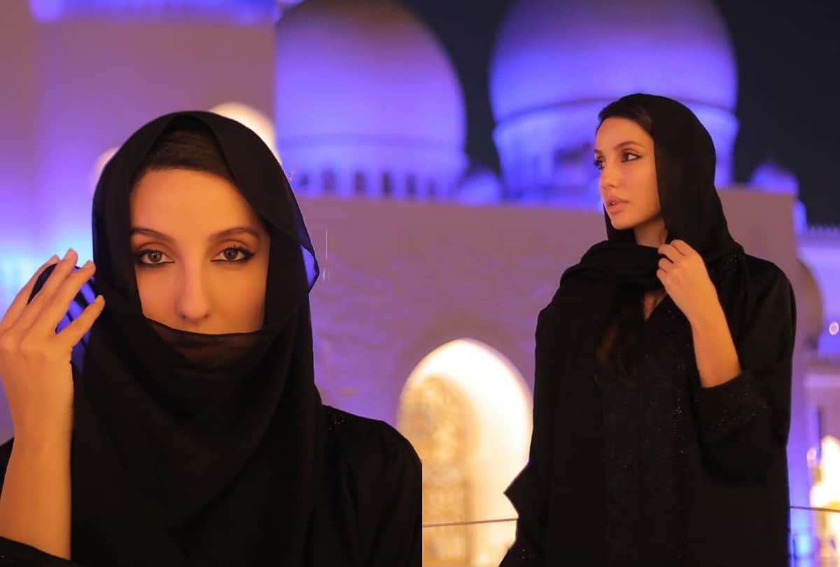 Nora Fatehi Black Burqa Photos Viral Carrying Dupatta