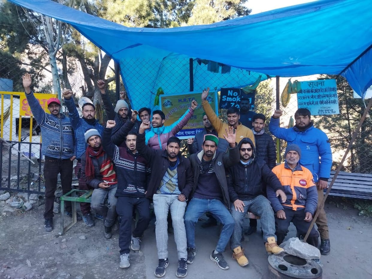 hrtc piece meal worker strike countinue in 6th days
