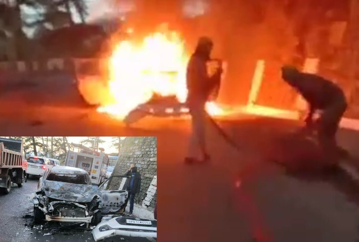Moving car catches fire in Shimla Himachal Pradesh