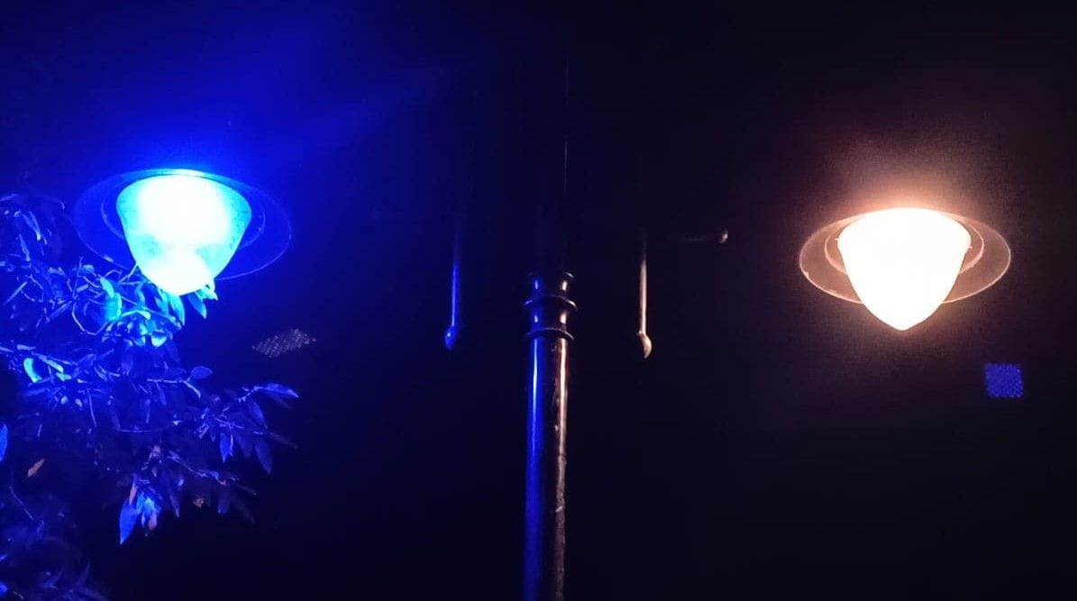 Street lights lit up in Nainital