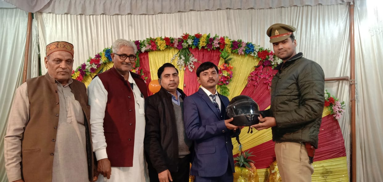 Helmet gifted to the groom in Tilak ceremony after the accident in Sitmara