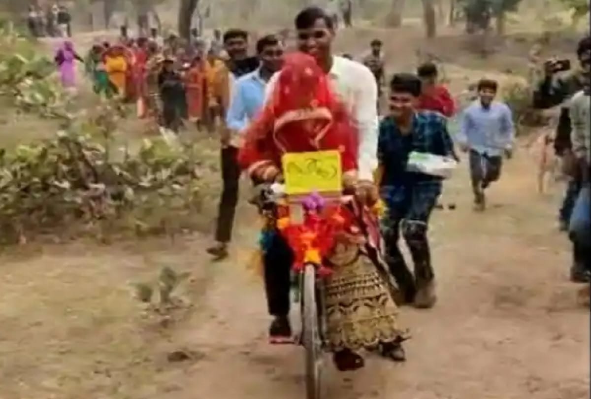 Salute to simplicity: SDOP brought wife on cycle after marriage in Panna, Madhya Pradesh, video viral