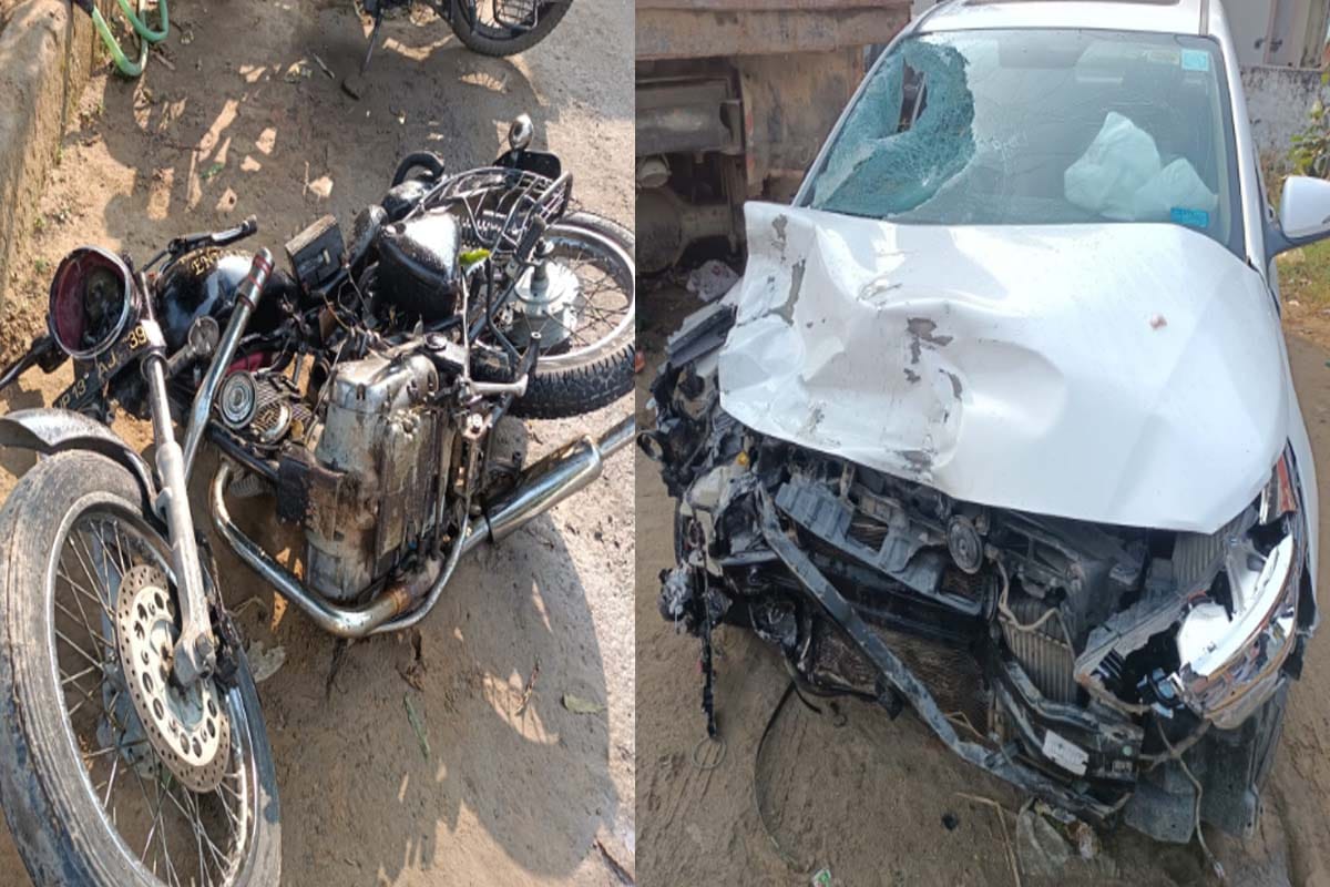 man died in an accident on  kankar kheda bypass after car and bullet collision