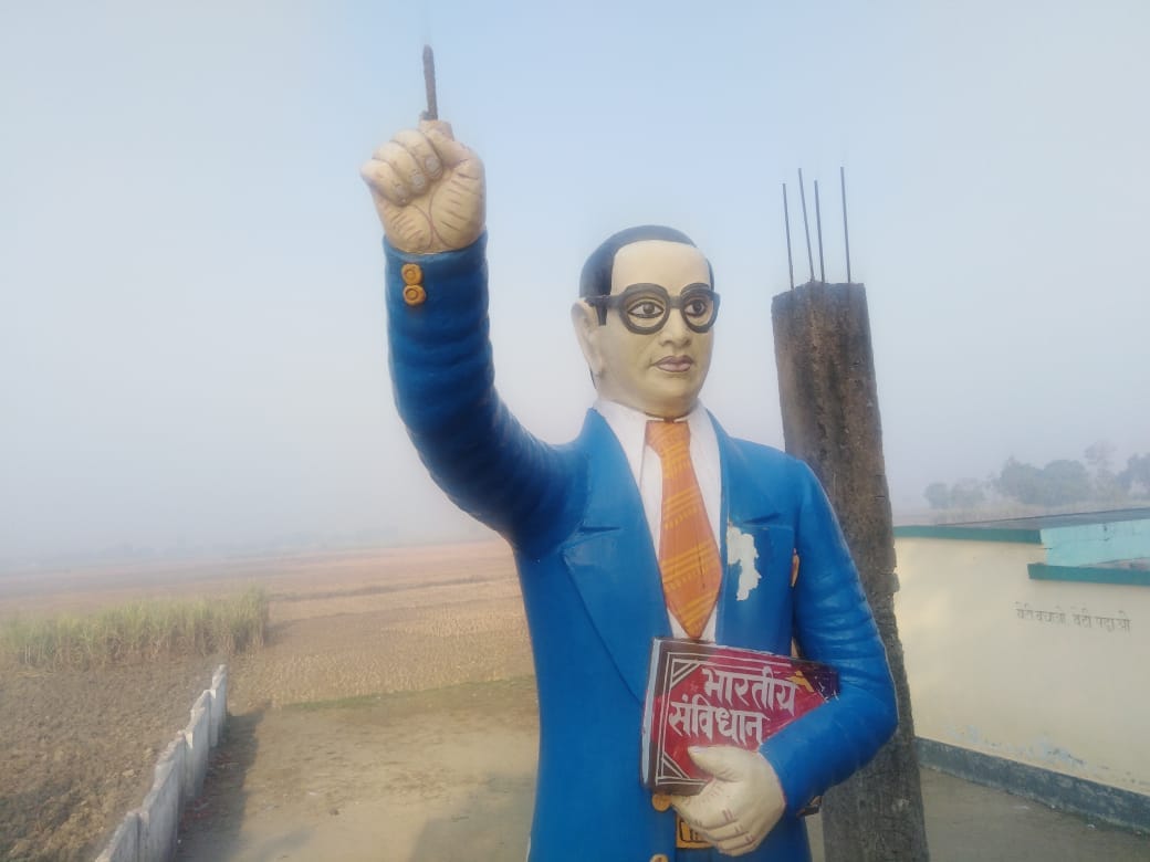 Ambedkar statue damaged in azamgarh on Baba saheb Parinirvana divas people expressed anger