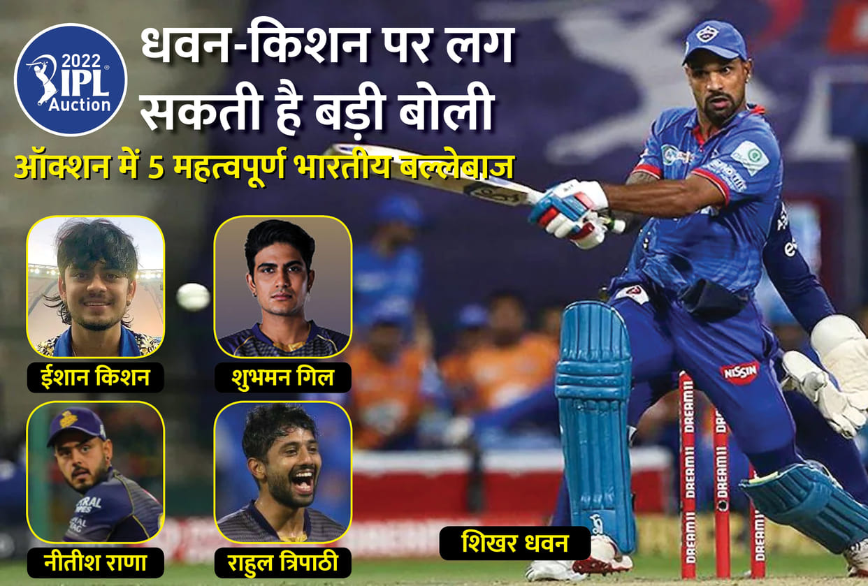 Shikhar dhawan T natrajan and Avesh khan can get big amount in IPL 2022 mega Auction