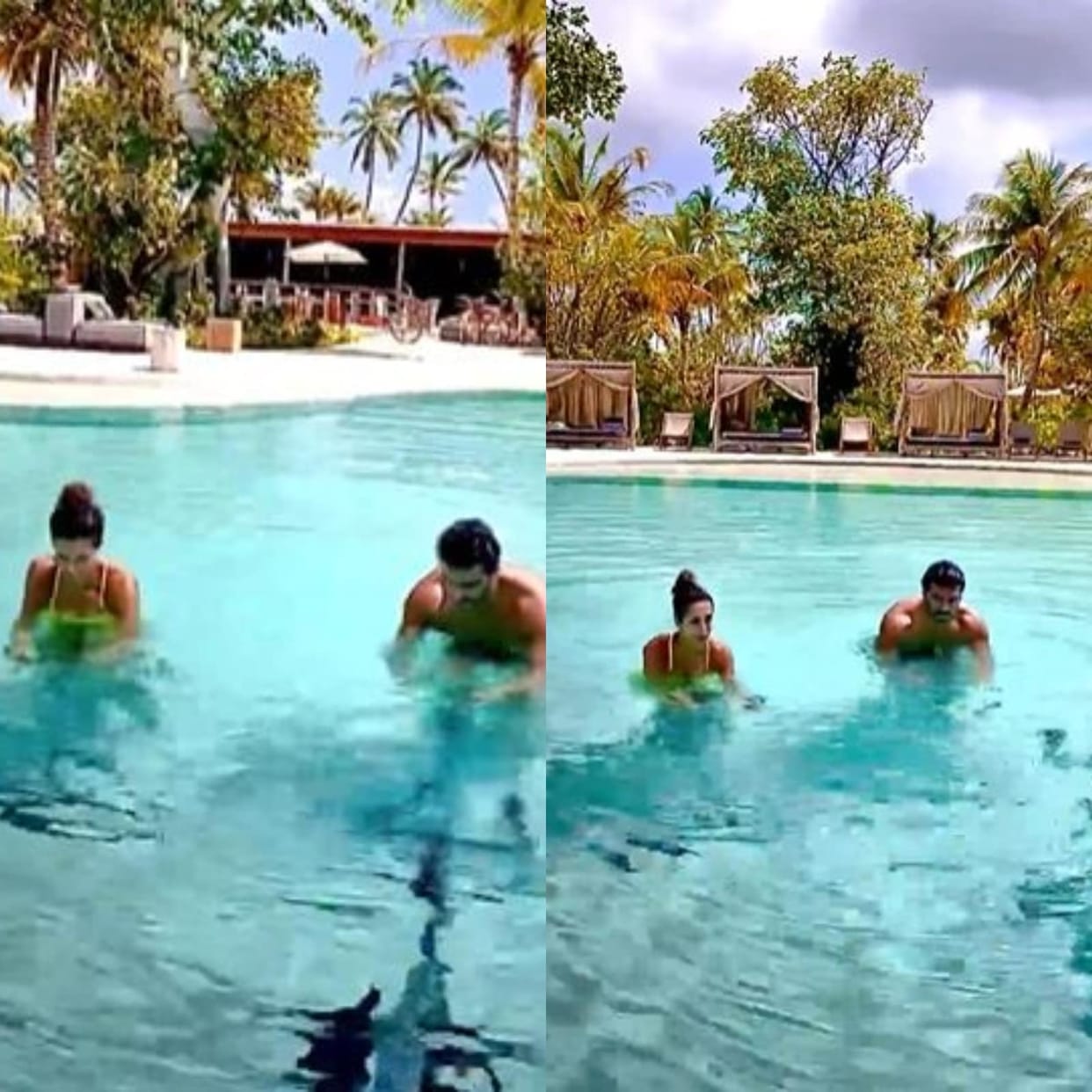 Arjun Kapoor is enjoying happy times in the pool with his girlfriend Malaika Arora on their Maldives vacation