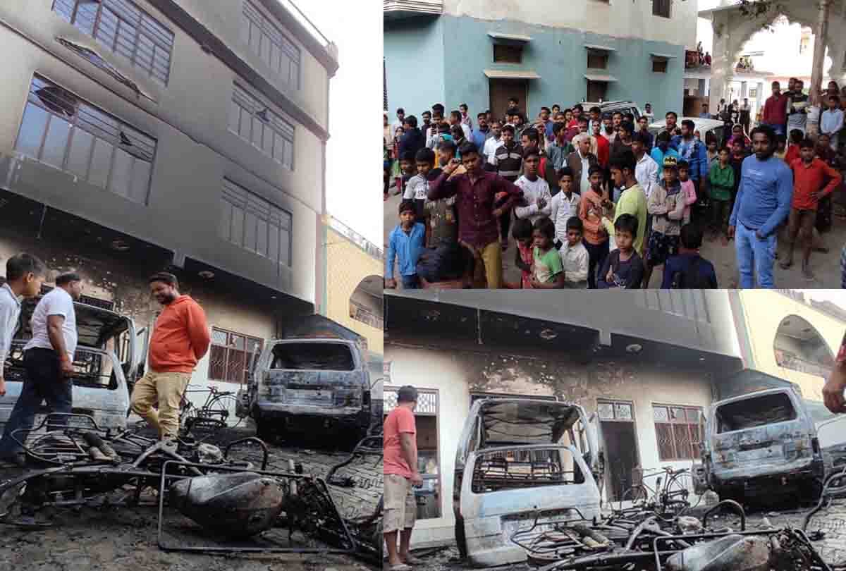 sudden fire broke out while filling gas in the school van