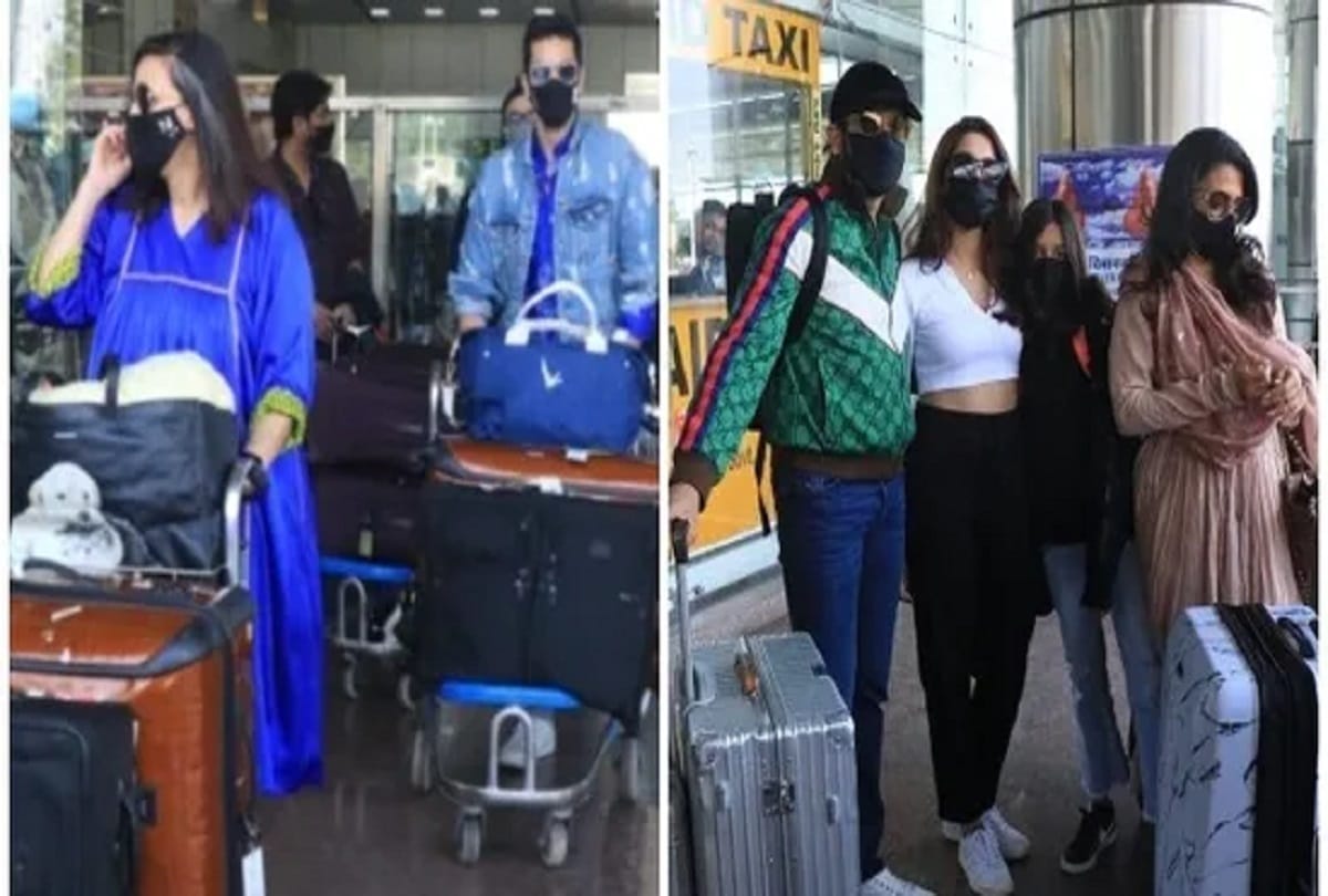 Neha dhupia Angad and Kabir khan land in Jaipur for Katrina Vicky’s wedding Watch
