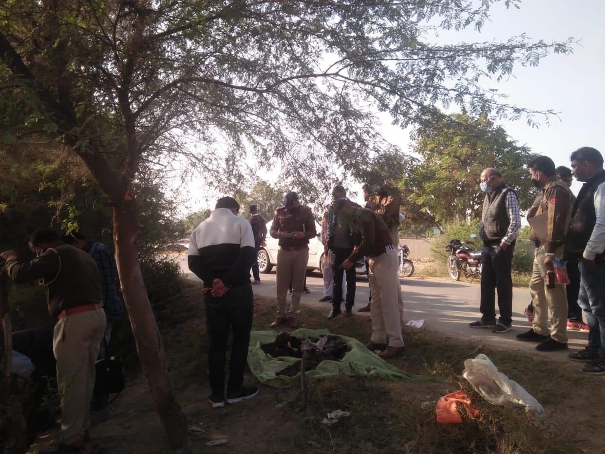 Skeleton found in the bushes on the banks of the pond near Badhana Road