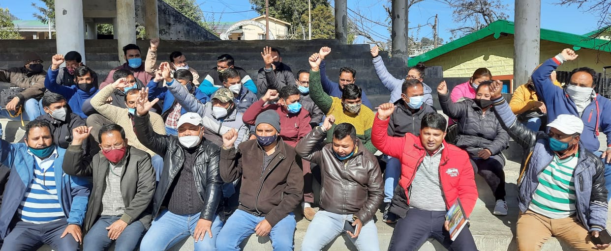 Protest by Staff Union in Pithuragarh
