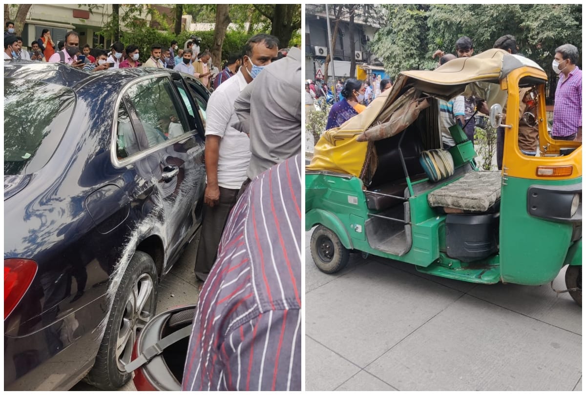 High speed Mercedes Benz car crashed in many vehicles in Indiranagar Bengaluru 36-year-old man died and many injured