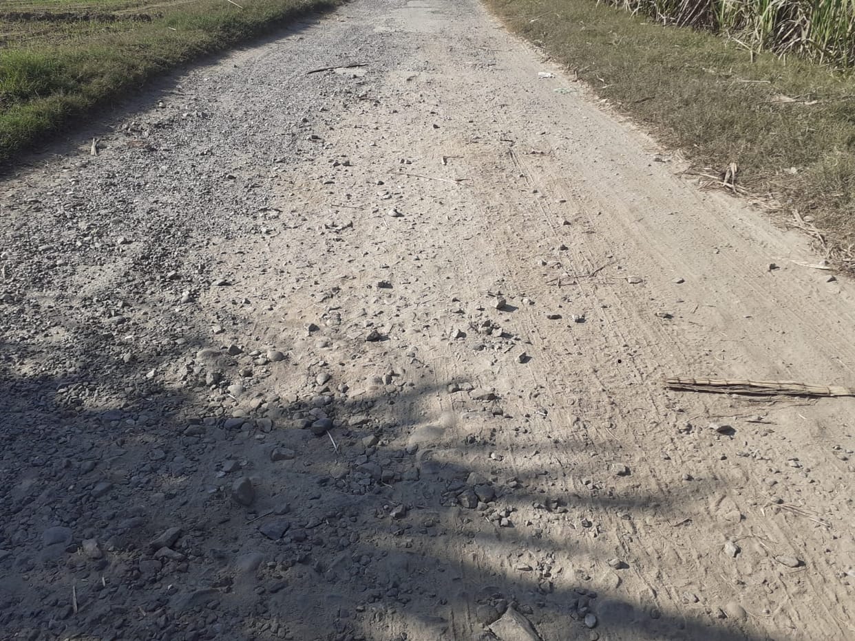 Doghat-Nirpura road, on which it is difficult to walk