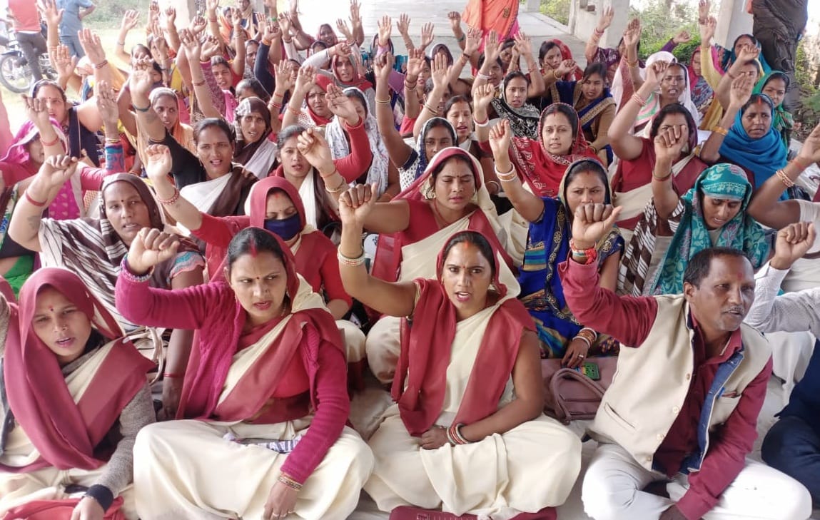 Asha workers staged a sit-in in the collectorate premises