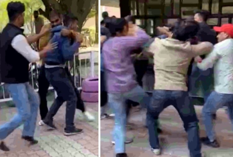 SFS and ABVP workers clash for tearing posters in Panjab University