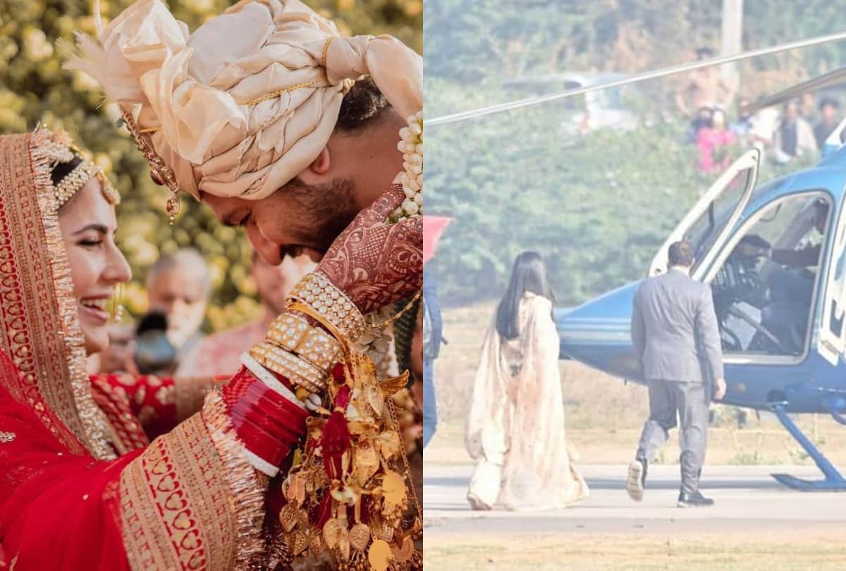 After wedding Katrina Kaif Vicky Kaushal leave for Jaipur see the photos of newly married couple
