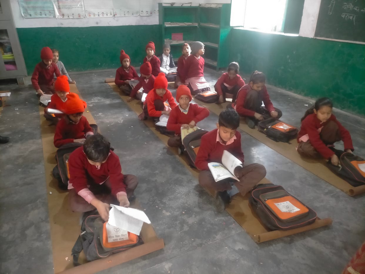 Childhood chilled on sackcloth and carpet in winter