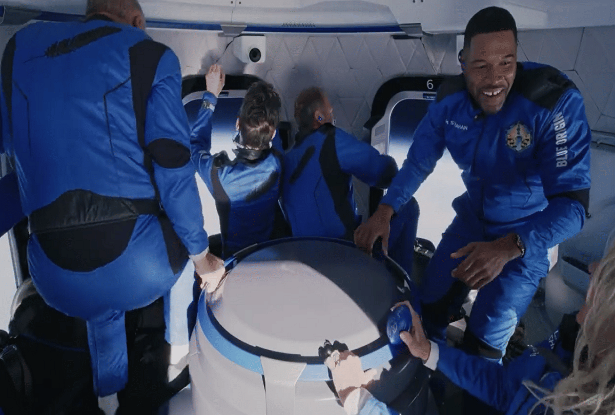 Michael Strahan space ride on Jeff Bezos's Blue Origin's rocket with Laura Shepard, daughter of America's first astronaut 