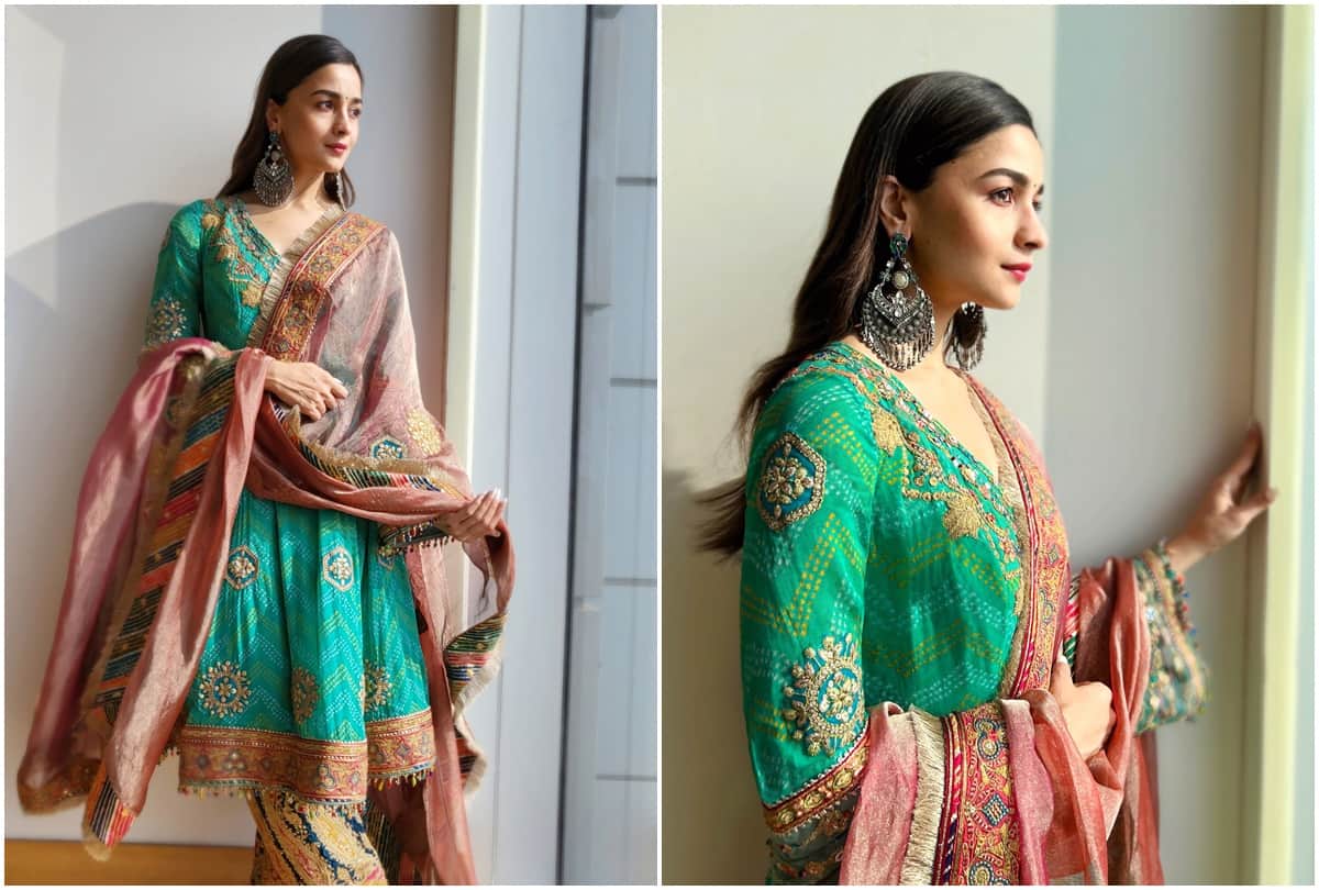 alia bhatt wore green kanjivaram saree for movie rrr promotion
