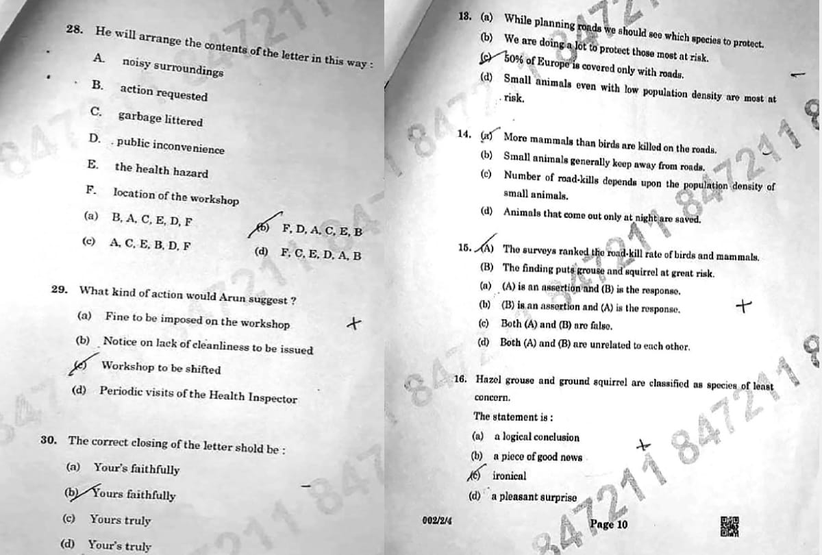 CBSE Full marks will be given in case of giving options without asking questions