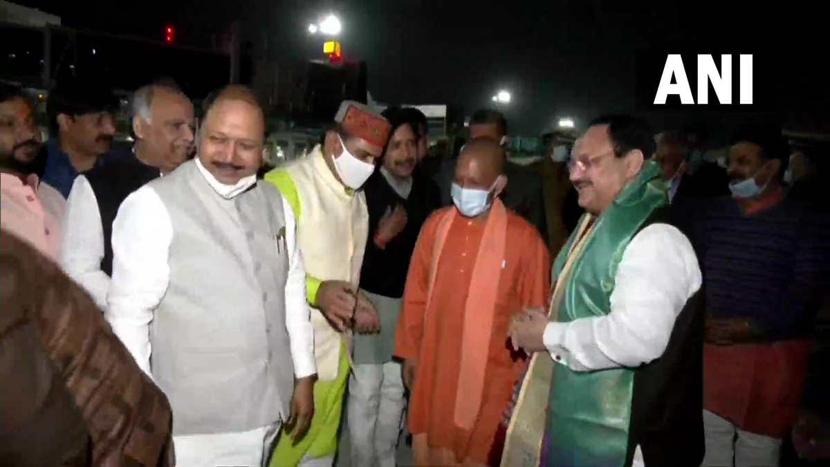 Cm yogi and bjp president jp nadda reached varanasi for inspecting preparations for the inauguration of Kashi Vishwanath Dham by pm modi