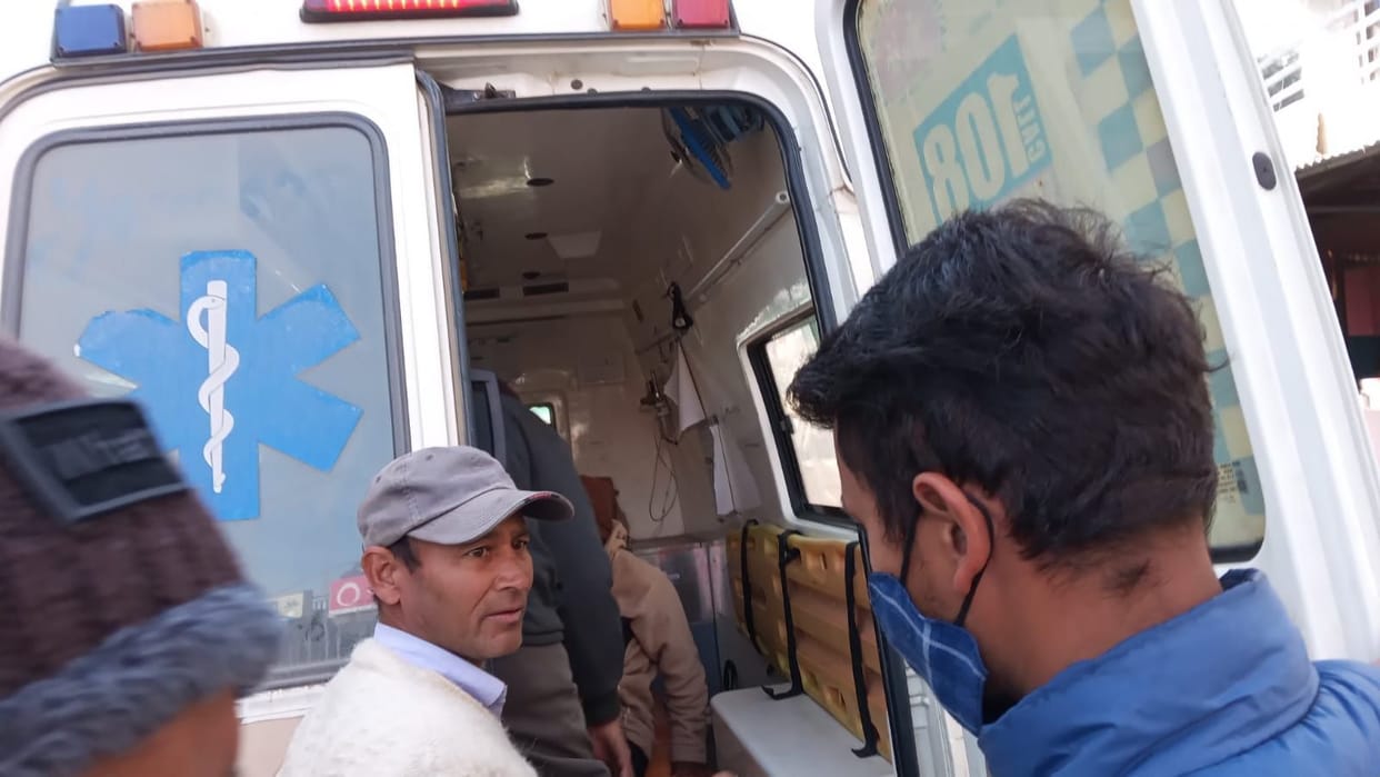 Picking up two protestors and brought them to the hospital