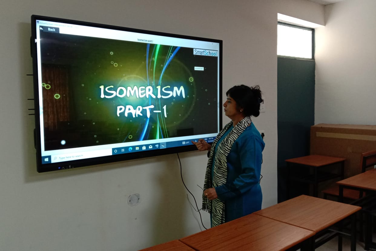 Smart class ready, girl students will study from 75 inch display board