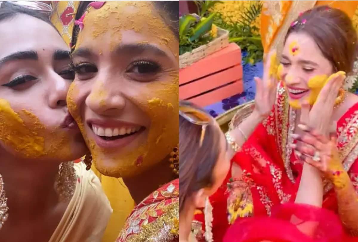 ankita lokhande and vicky jain haldi ceremony pictures viral couple dance on Bollywood songs