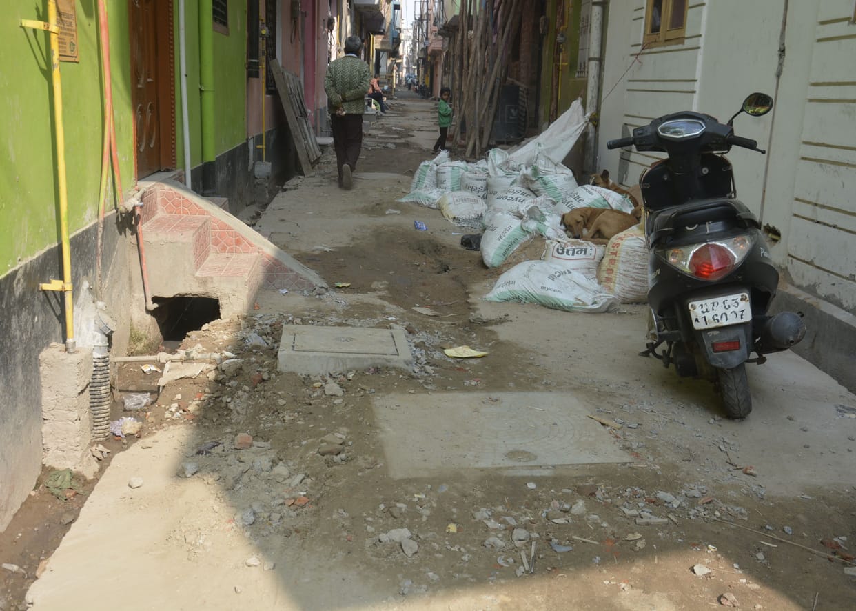 New road being built on the old road in Aryanagar, outrage