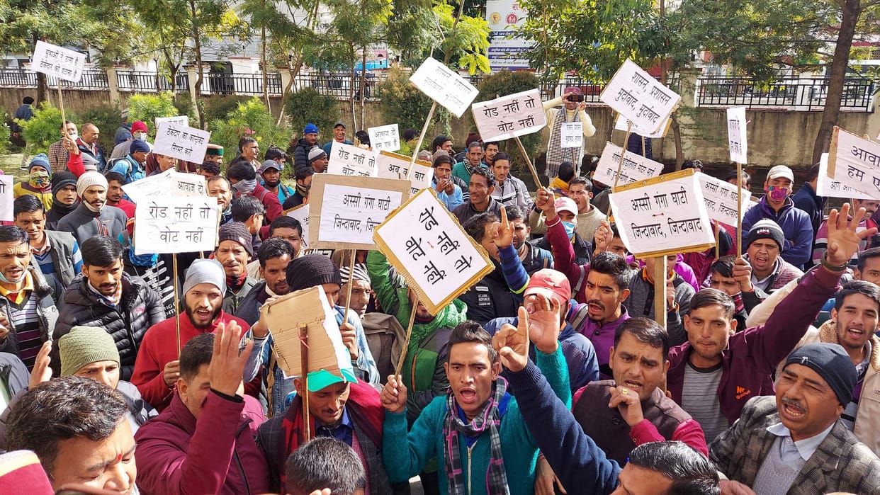 Demonstration of villagers in DM office