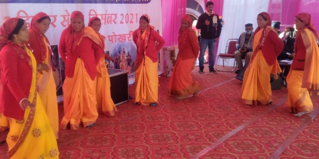People danced fiercely in Pokhari Sharadotsav